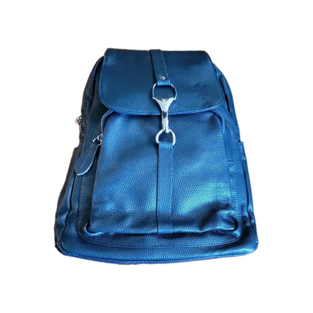 Brand New Navy blue Boyatu Premium Leather Backpack with adjustable straps